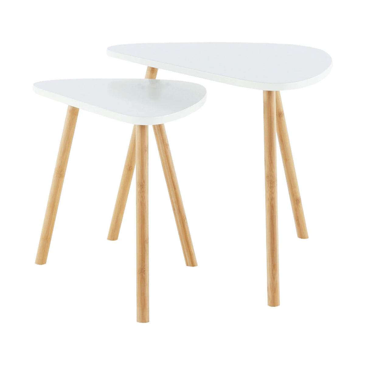 Set 2 masute cafea BISMAK, alb/stejar