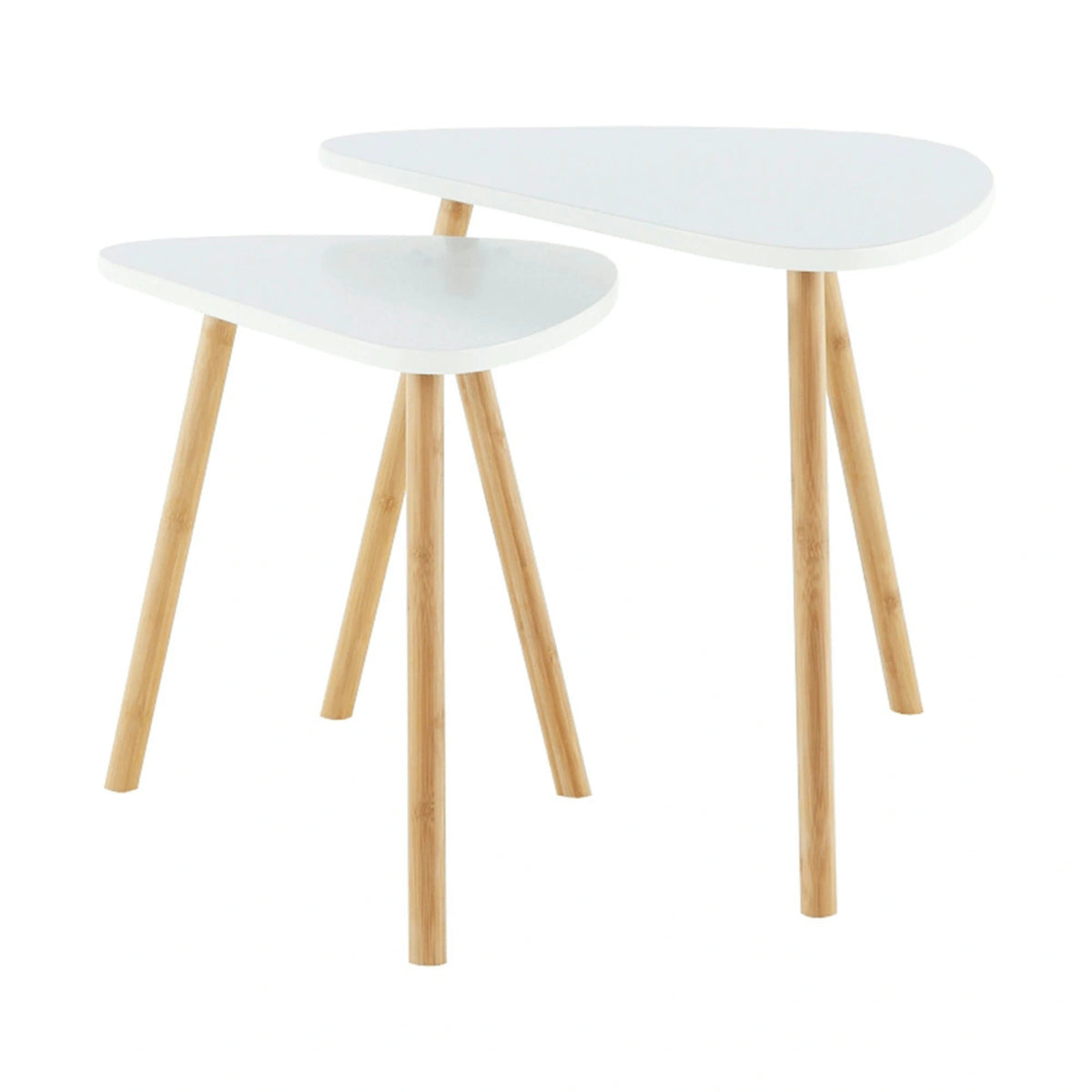 Set 2 masute cafea BISMAK, alb/stejar