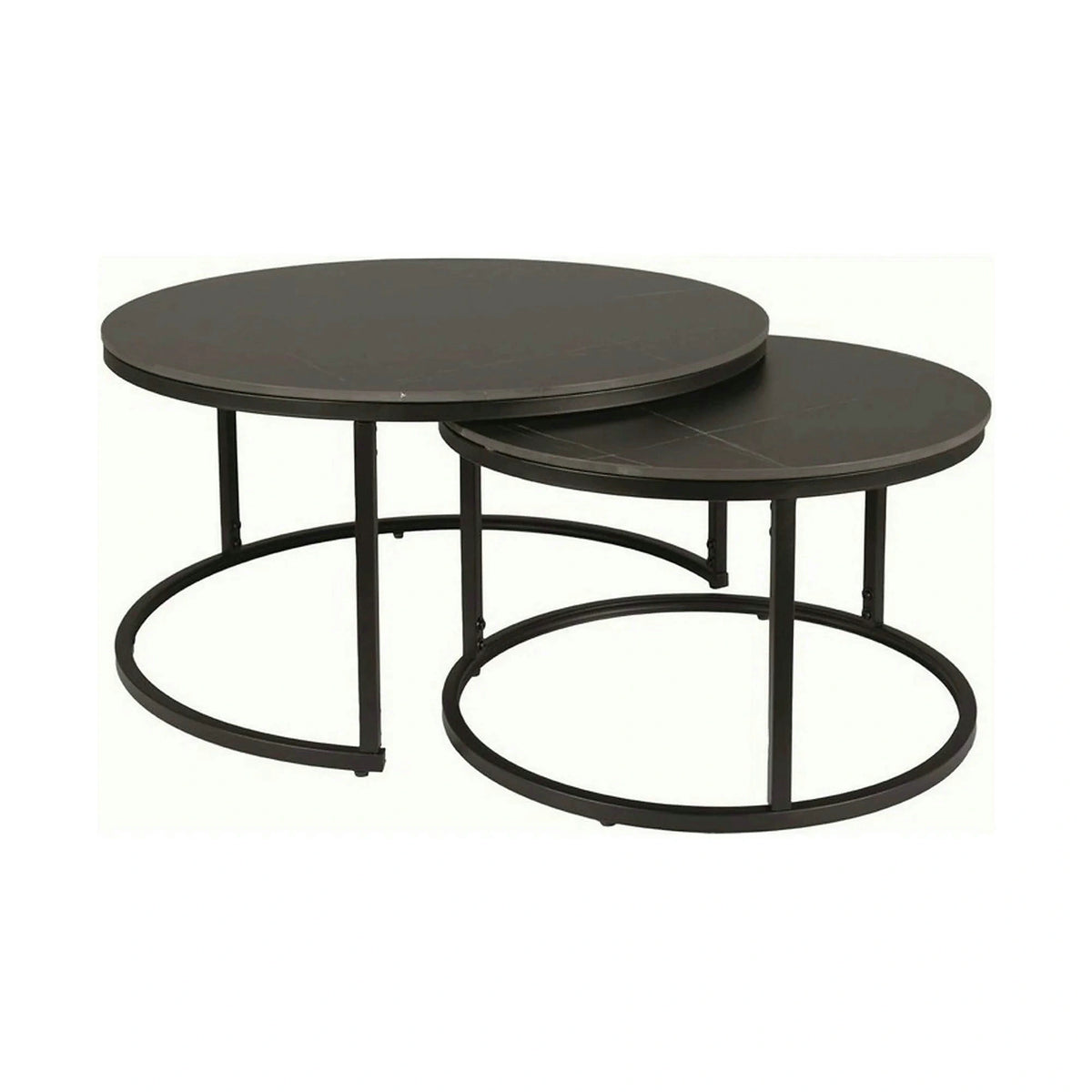 Set 2 masute cafea FERRANTE D, negru, ceramica/metal