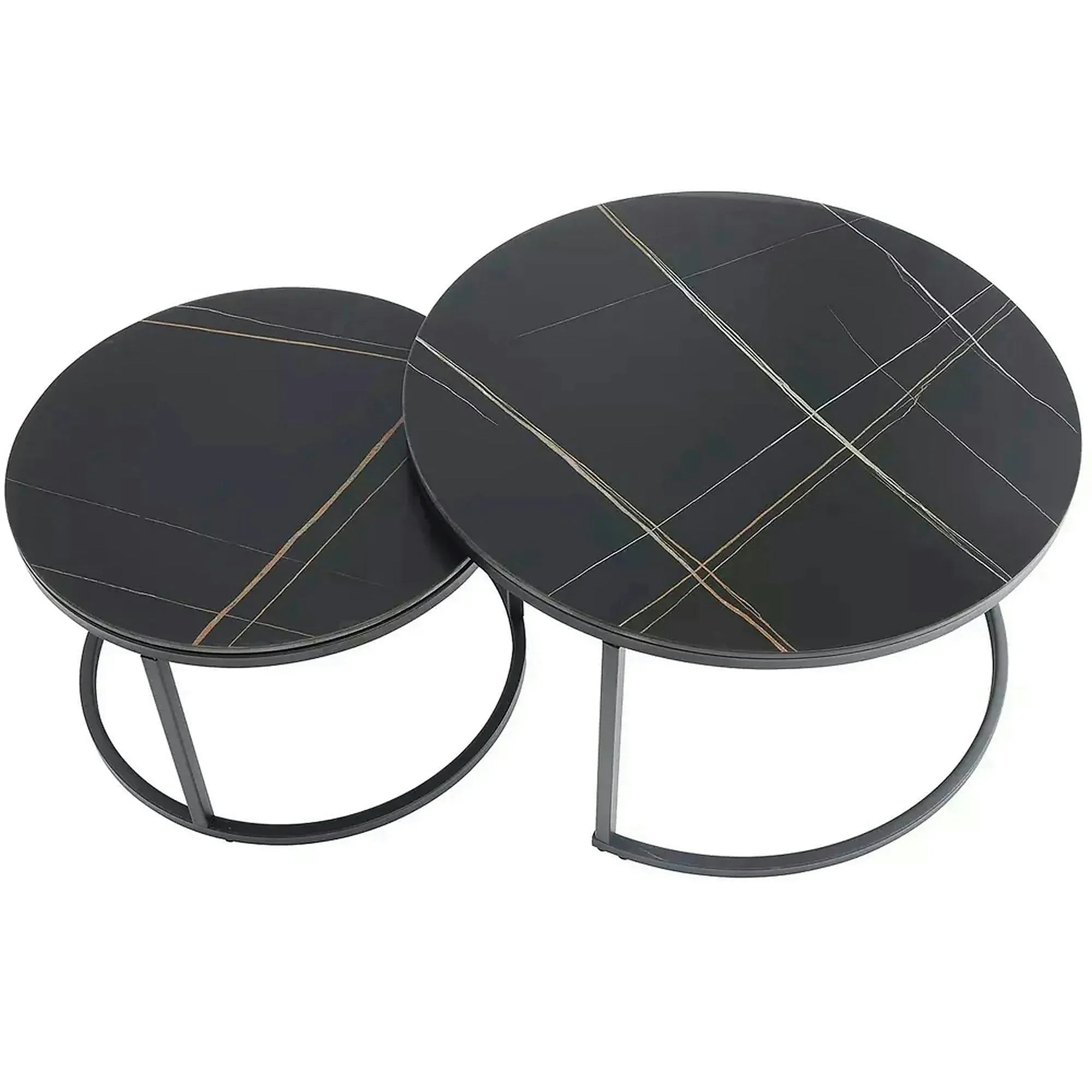 Set 2 masute cafea FERRANTE D, negru, ceramica/metal