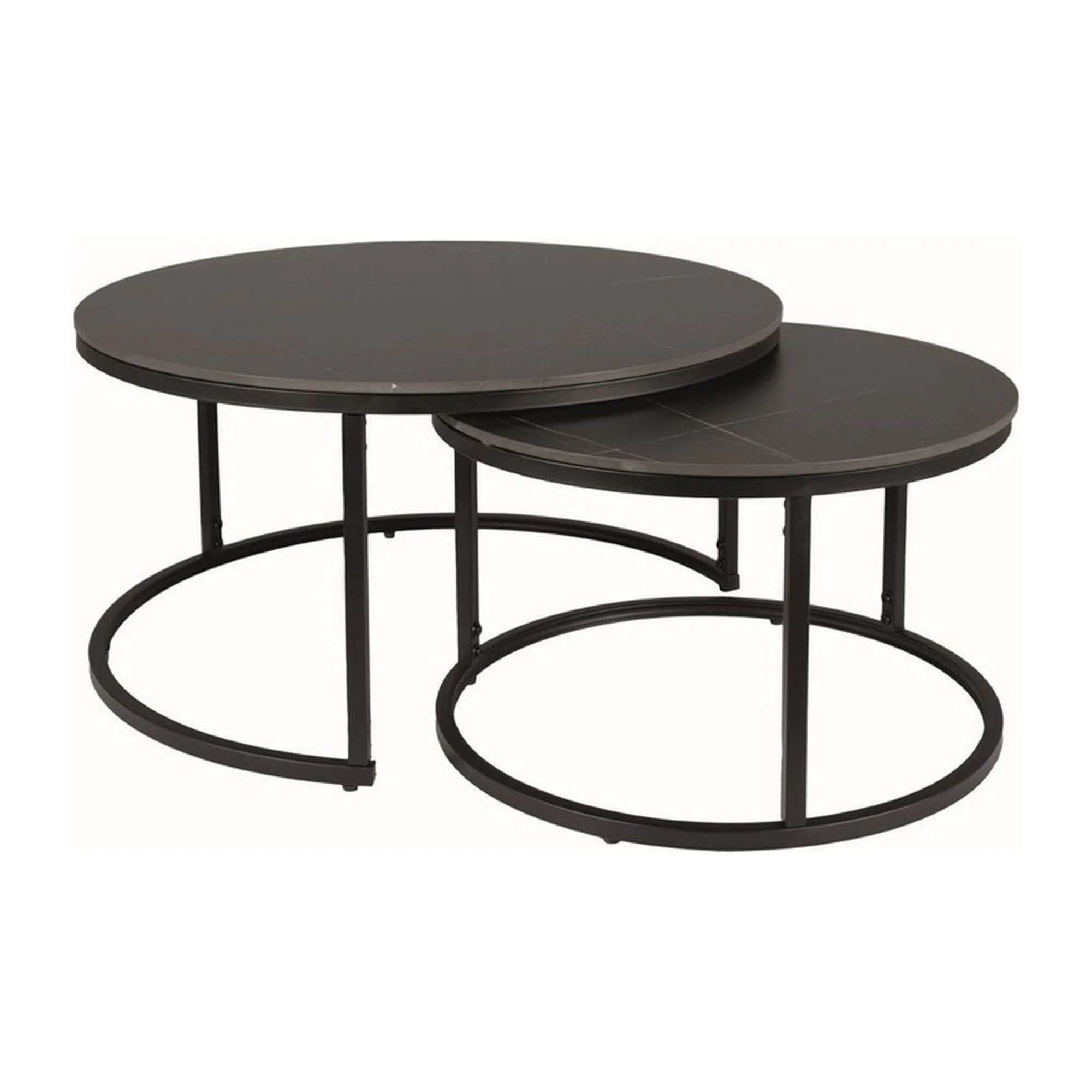 Set 2 masute cafea FERRANTE D, negru, ceramica/metal