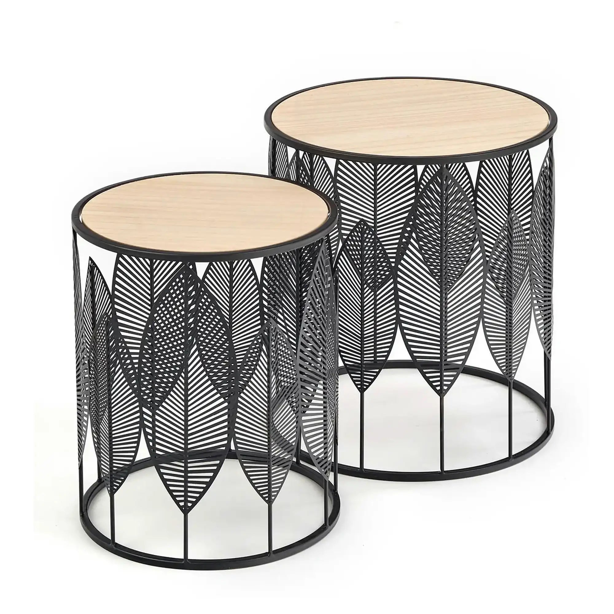 Set 2 masute cafea FOLLA, stejar/negru
