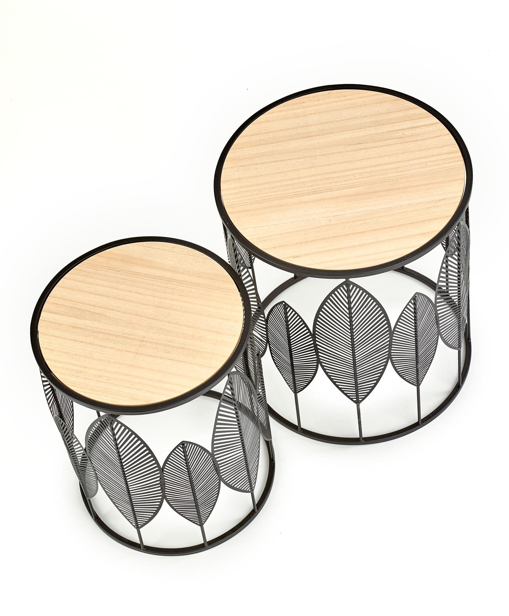 Set 2 masute cafea FOLLA, stejar/negru