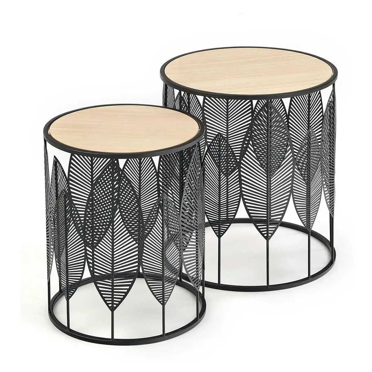 Set 2 masute cafea FOLLA, stejar/negru