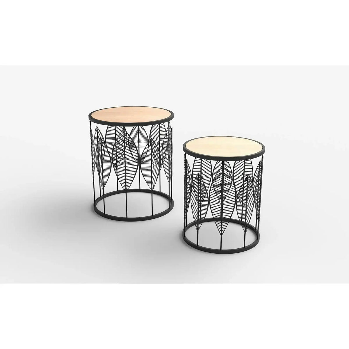 Set 2 masute cafea FOLLA, stejar/negru