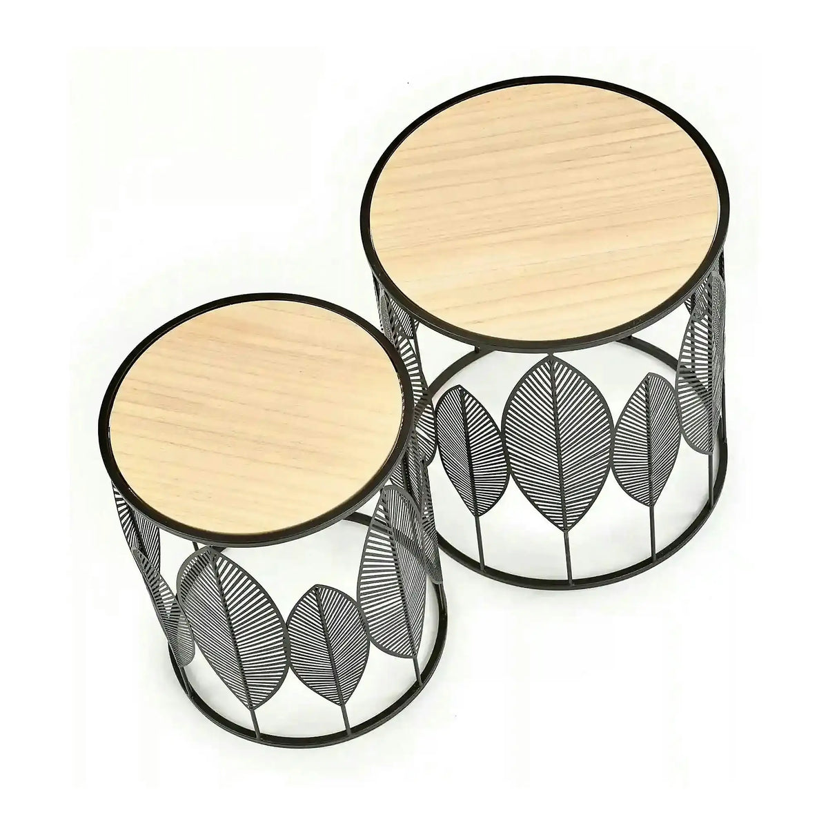 Set 2 masute cafea FOLLA, stejar/negru