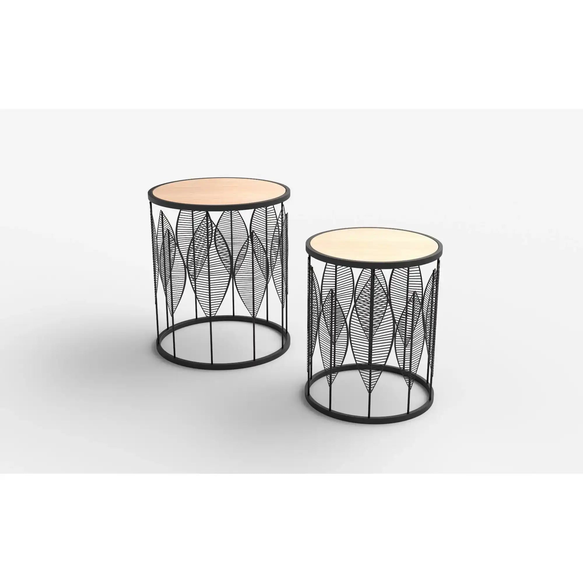 Set 2 masute cafea FOLLA, stejar/negru