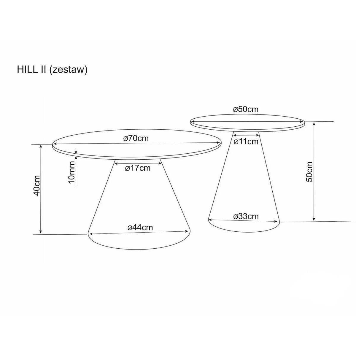Set 2 măsuțe cafea HILL II, bej/cașmir, ceramică/metal
