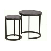 Set 2 masute cafea HOLA, negru cu efect de marmura/negru, PAL laminat/otel