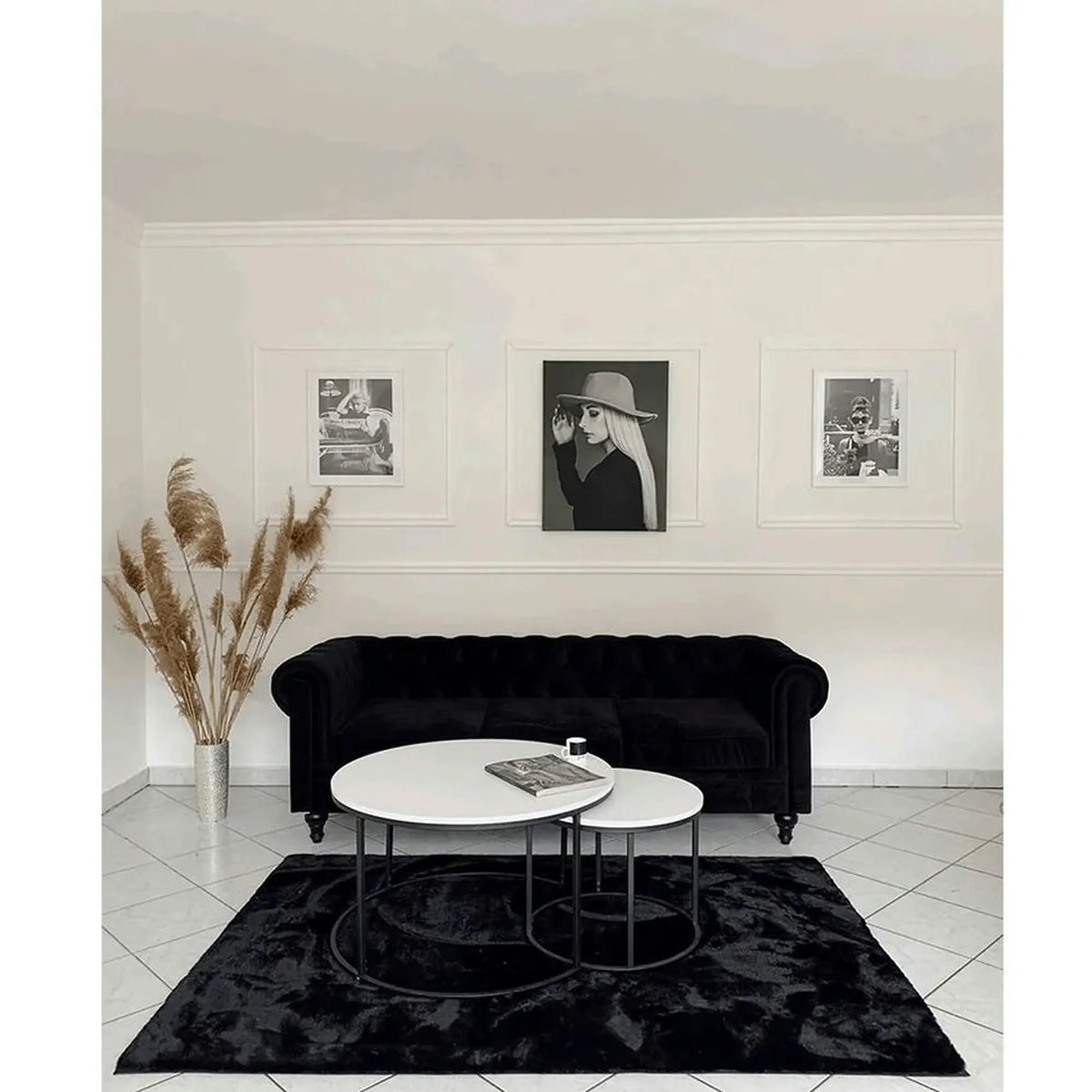 Set 2 masute cafea IKLIN, alb/negru