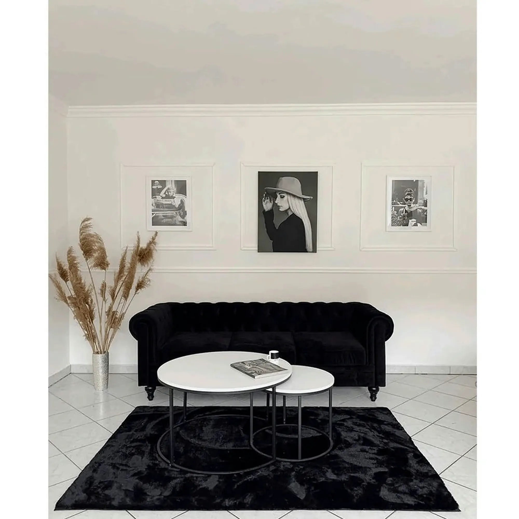 Set 2 masute cafea IKLIN, alb/negru