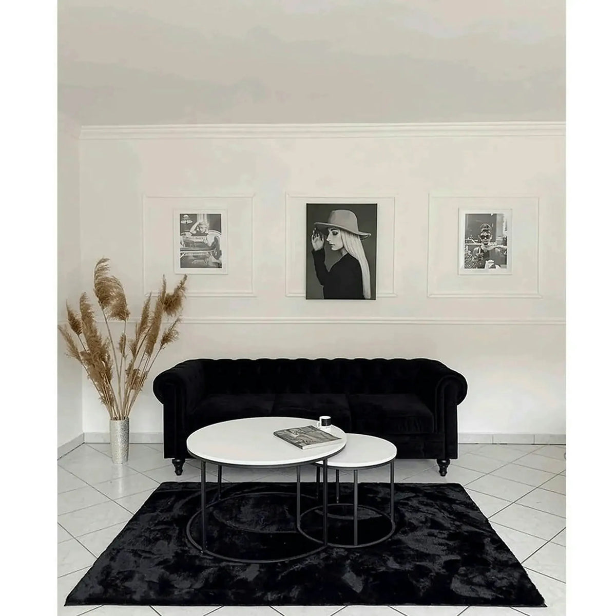 Set 2 masute cafea IKLIN, alb/negru