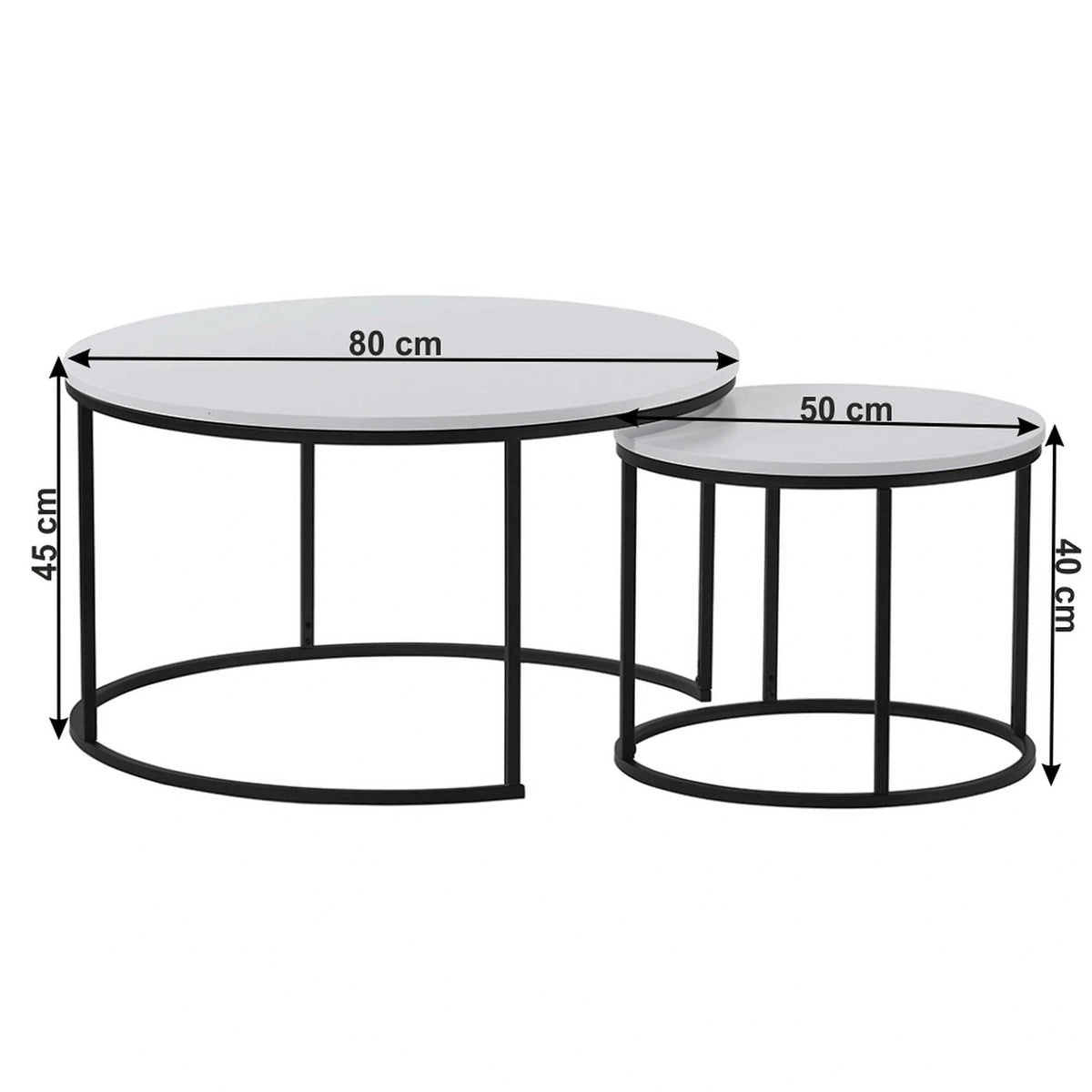 Set 2 masute cafea IKLIN, alb/negru