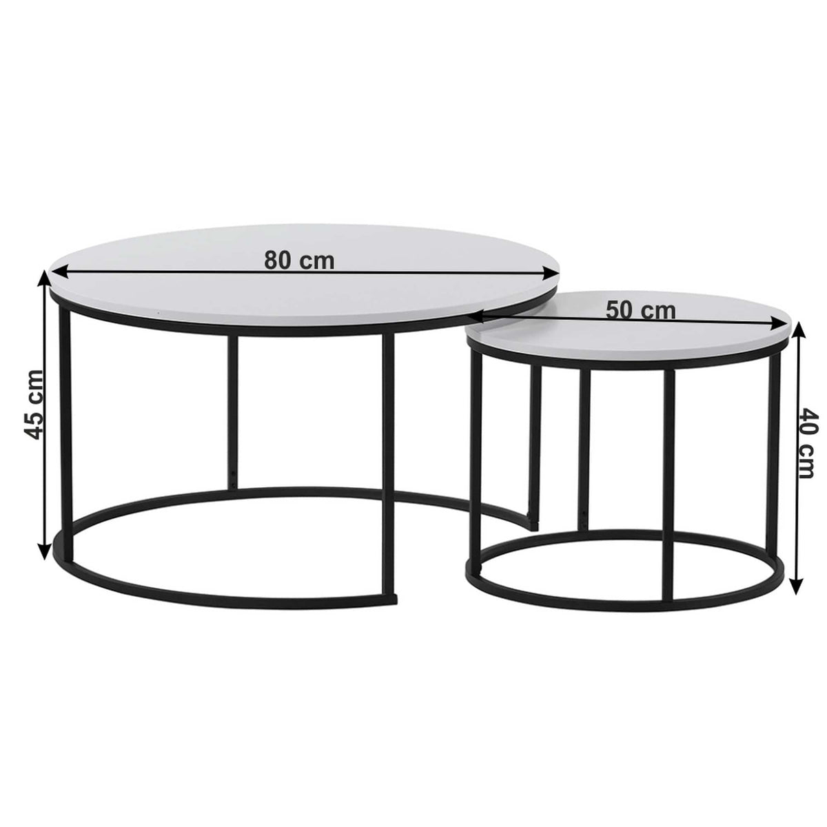 Set 2 masute cafea IKLIN, alb/negru