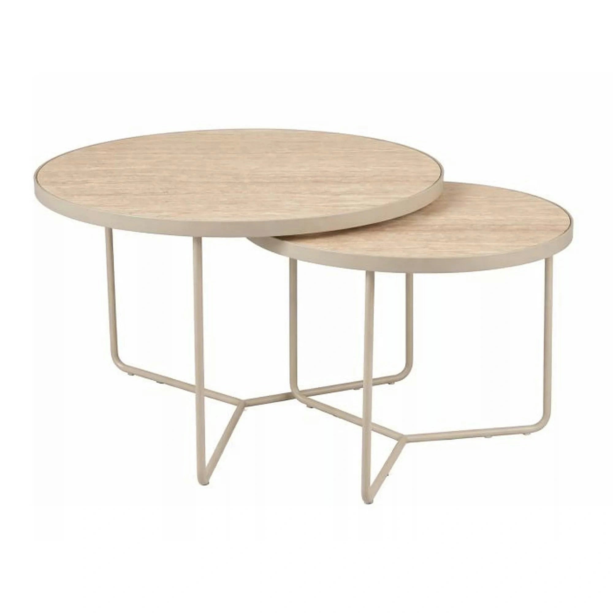 Set 2 măsuțe cafea ITALIA, bej/cașmir, ceramică/metal