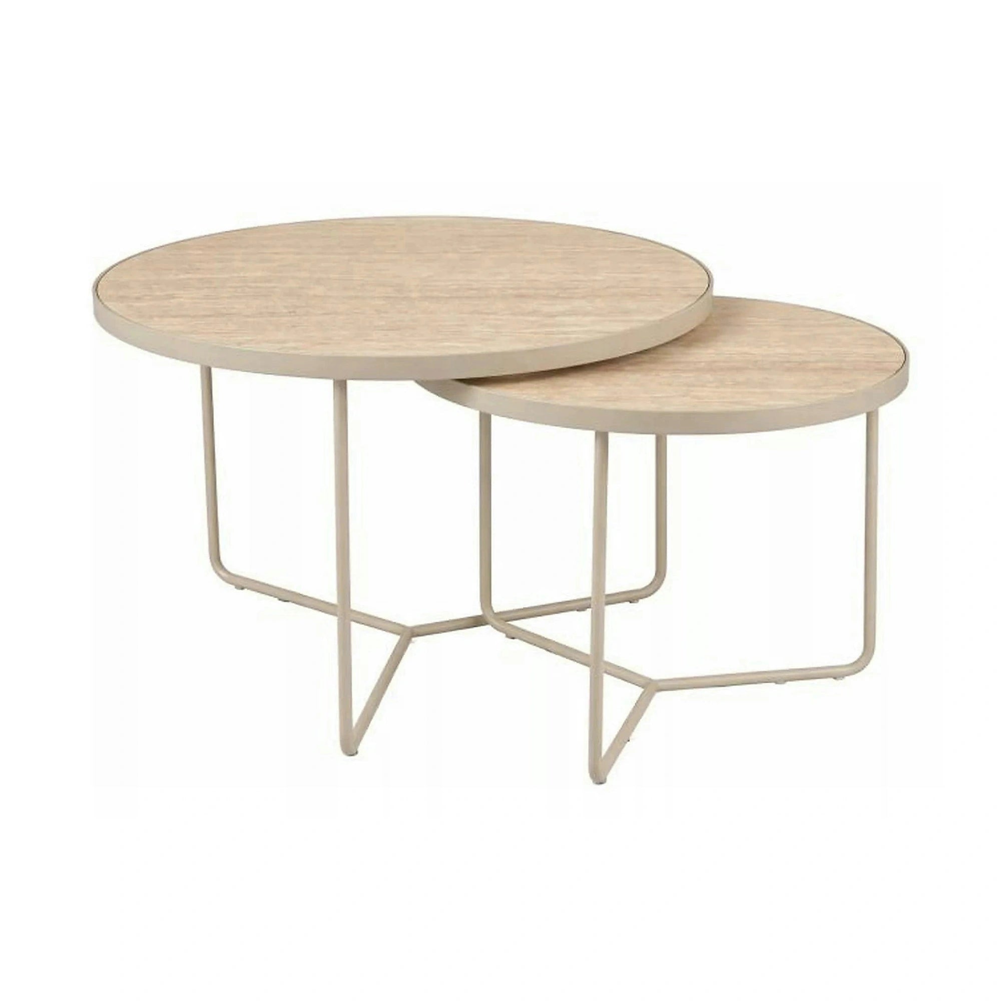 Set 2 măsuțe cafea ITALIA, bej/cașmir, ceramică/metal