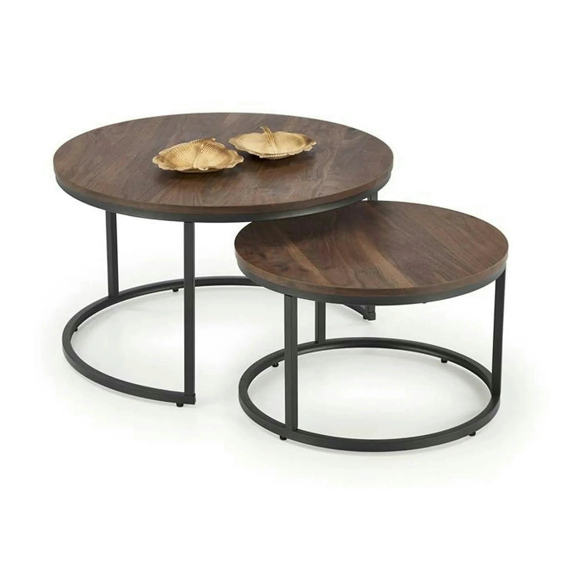Set 2 masute cafea JAVA, nuc/negru