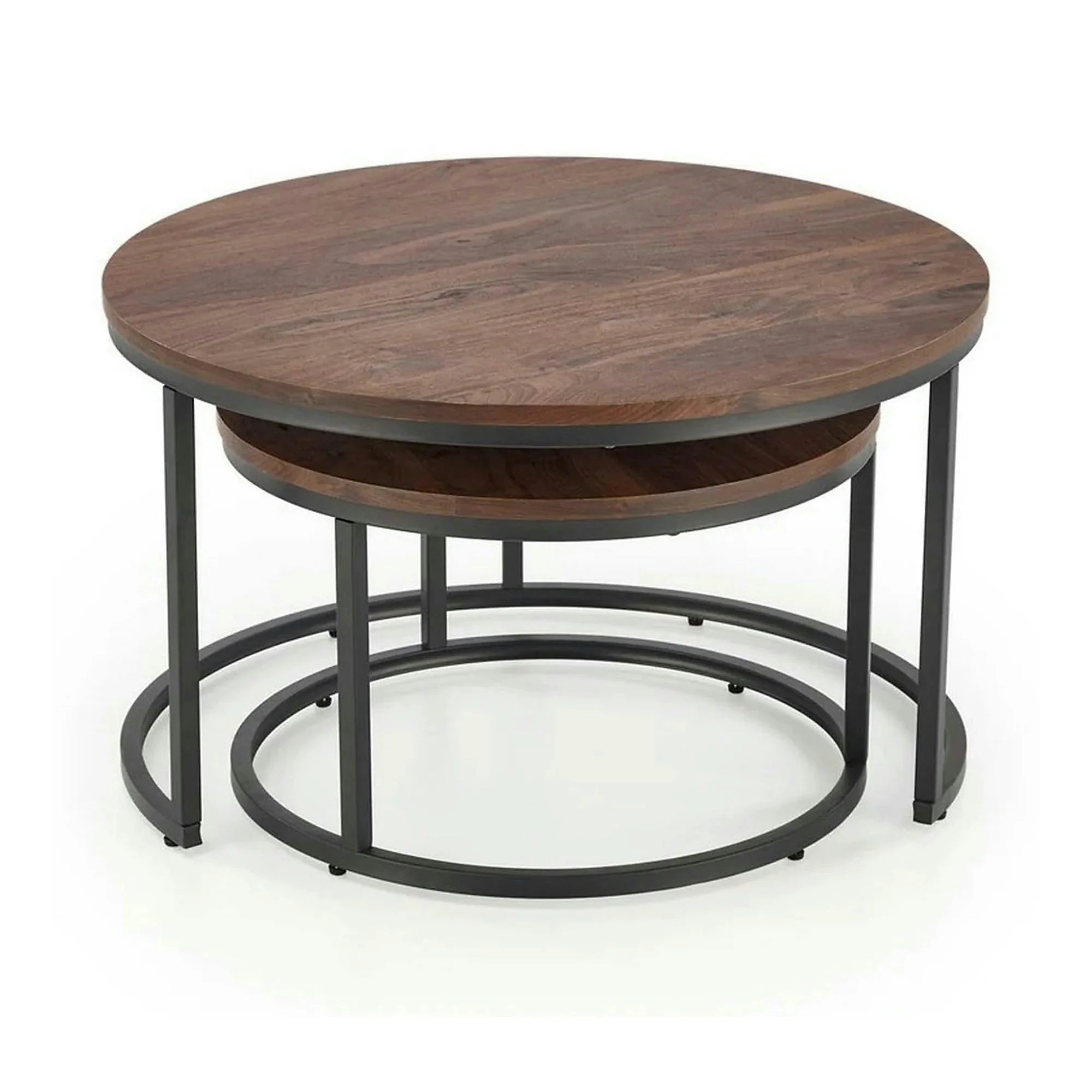 Set 2 masute cafea JAVA, nuc/negru