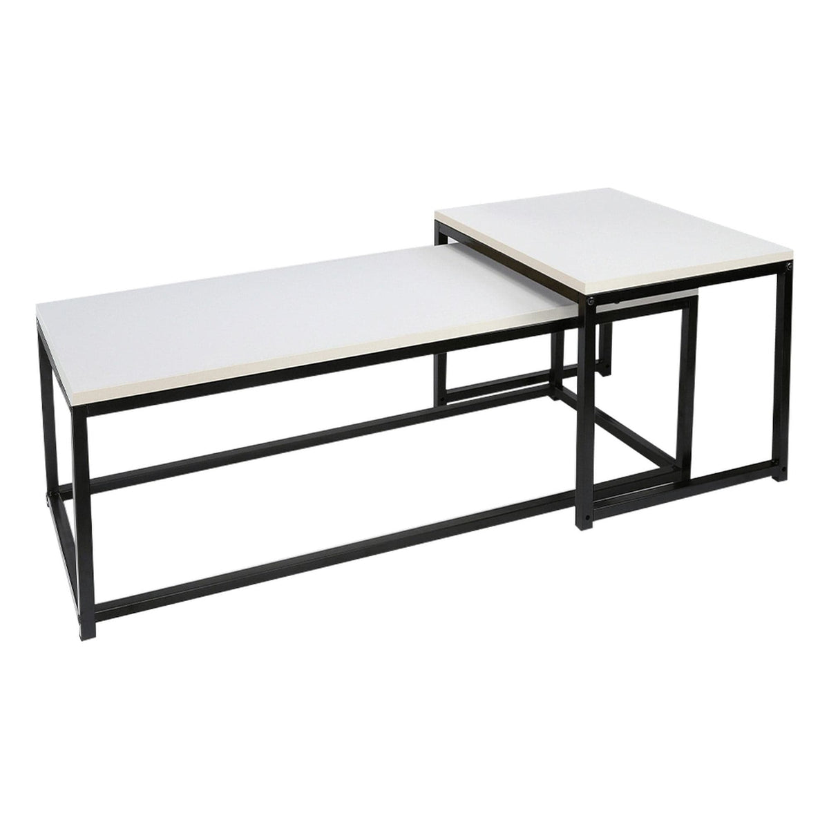 Set 2 masute cafea KASTLER NEW TYP 2, alb mat/negru