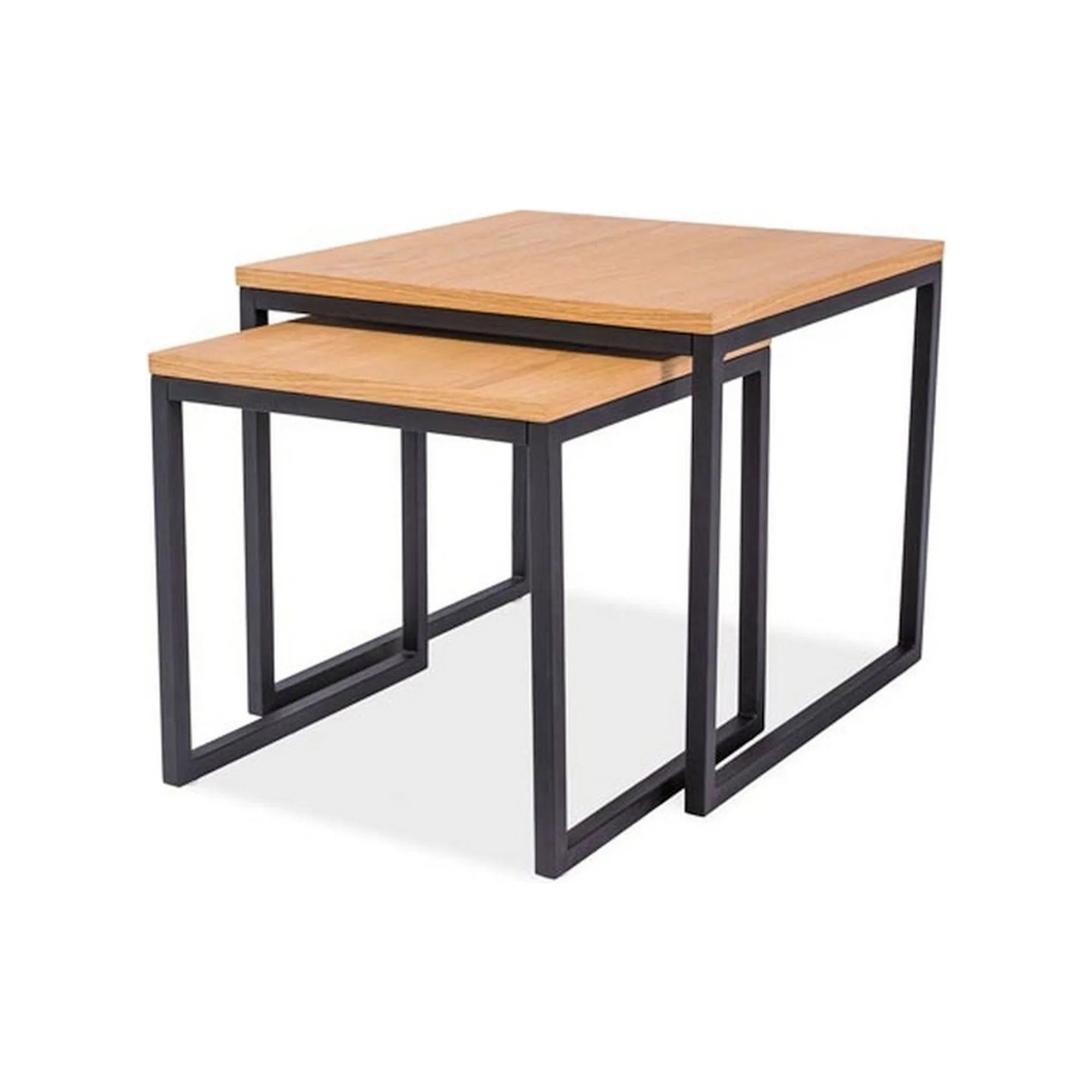 Set 2 masute cafea LARGO DUO, stejar/negru