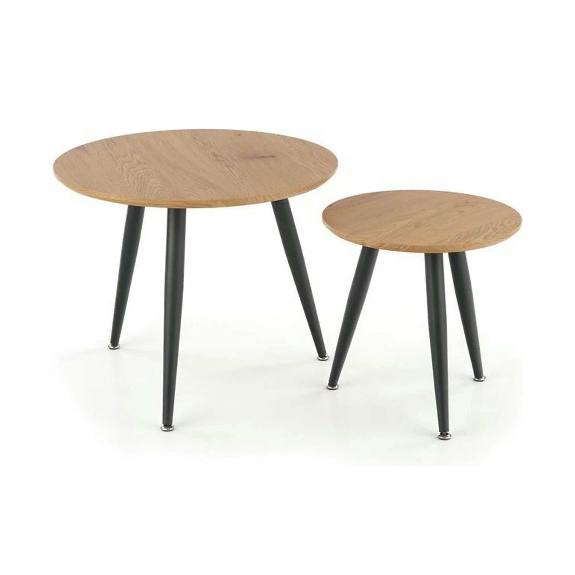 Set 2 masute cafea MENTONA 2, stejar auriu/negru