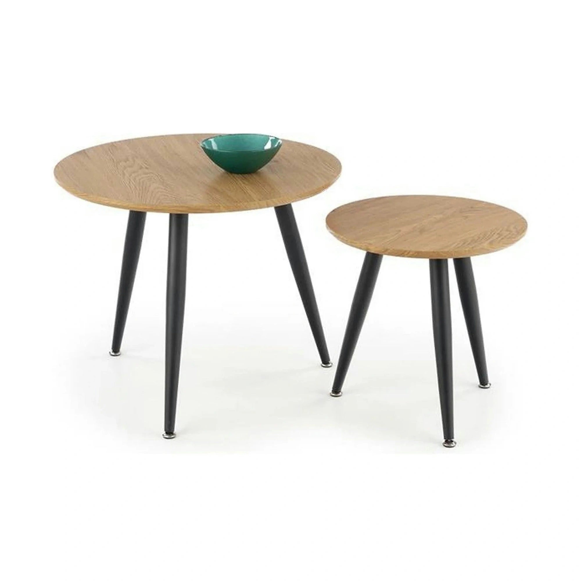 Set 2 masute cafea MENTONA 2, stejar auriu/negru