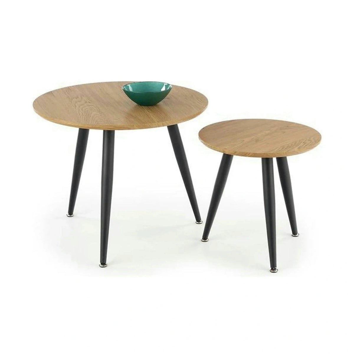Set 2 masute cafea MENTONA 2, stejar auriu/negru