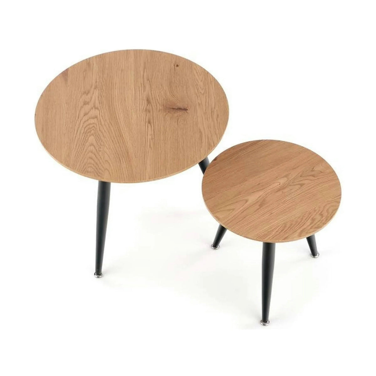 Set 2 masute cafea MENTONA 2, stejar auriu/negru