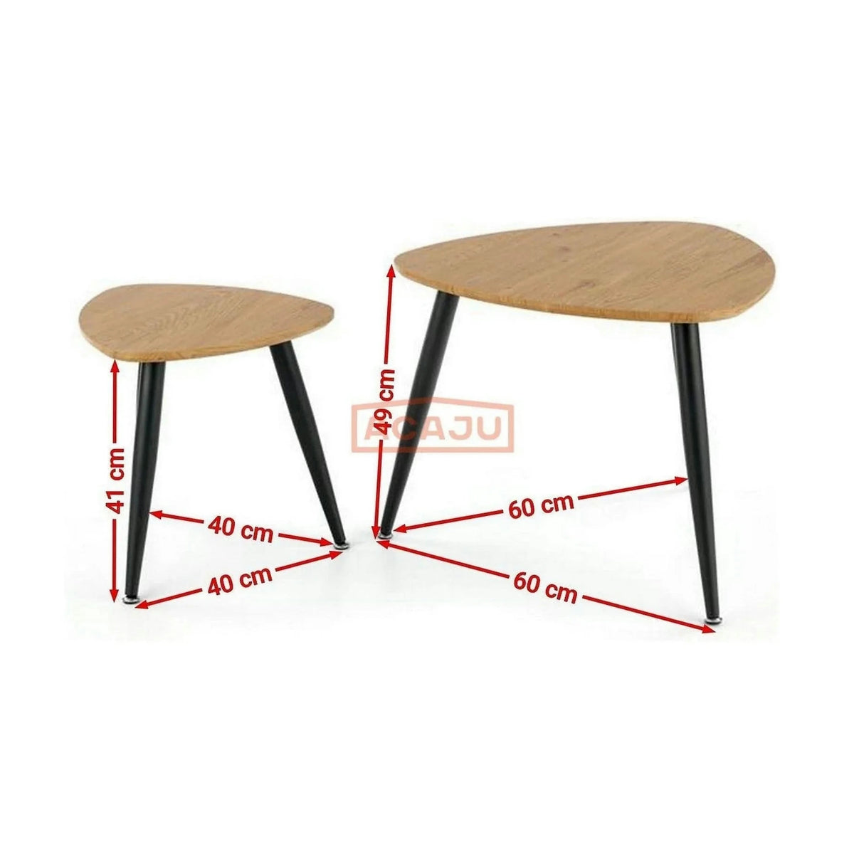 Set 2 masute cafea NICEA, stejar auriu/negru