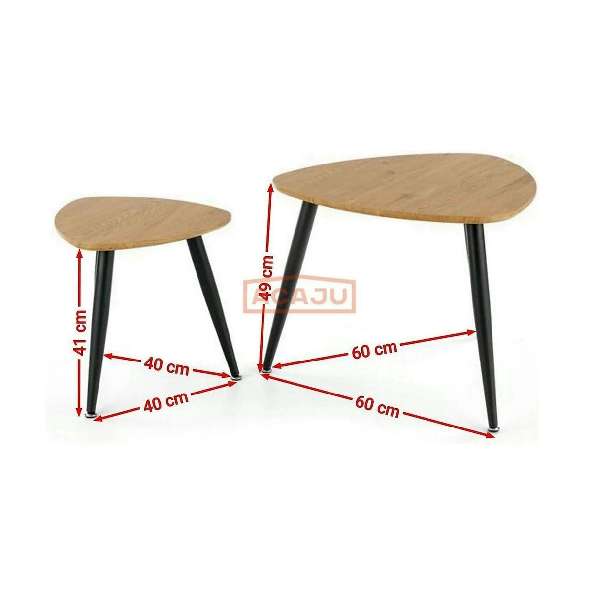 Set 2 masute cafea NICEA, stejar auriu/negru