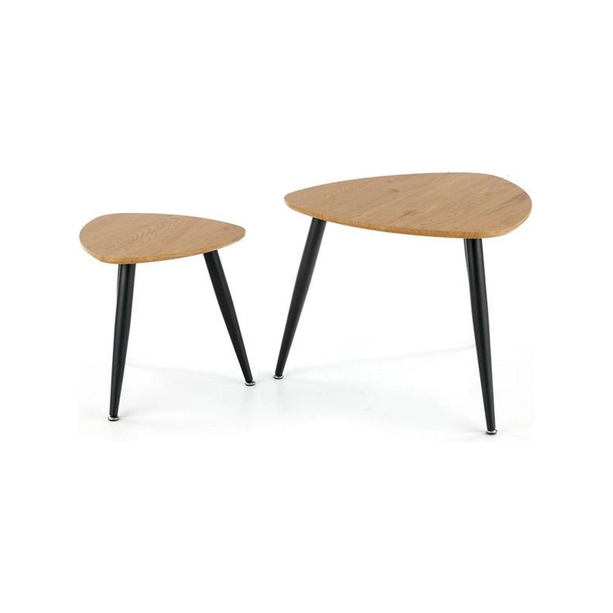 Set 2 masute cafea NICEA, stejar auriu/negru