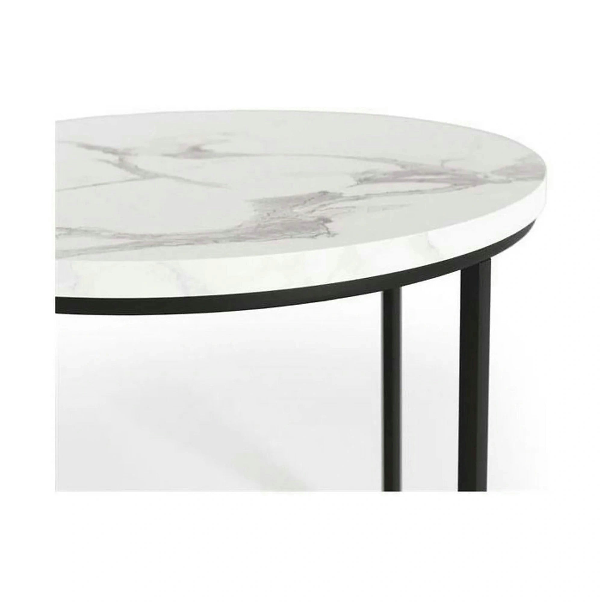 Set 2 masute cafea OREO, alb cu efect de marmura/negru