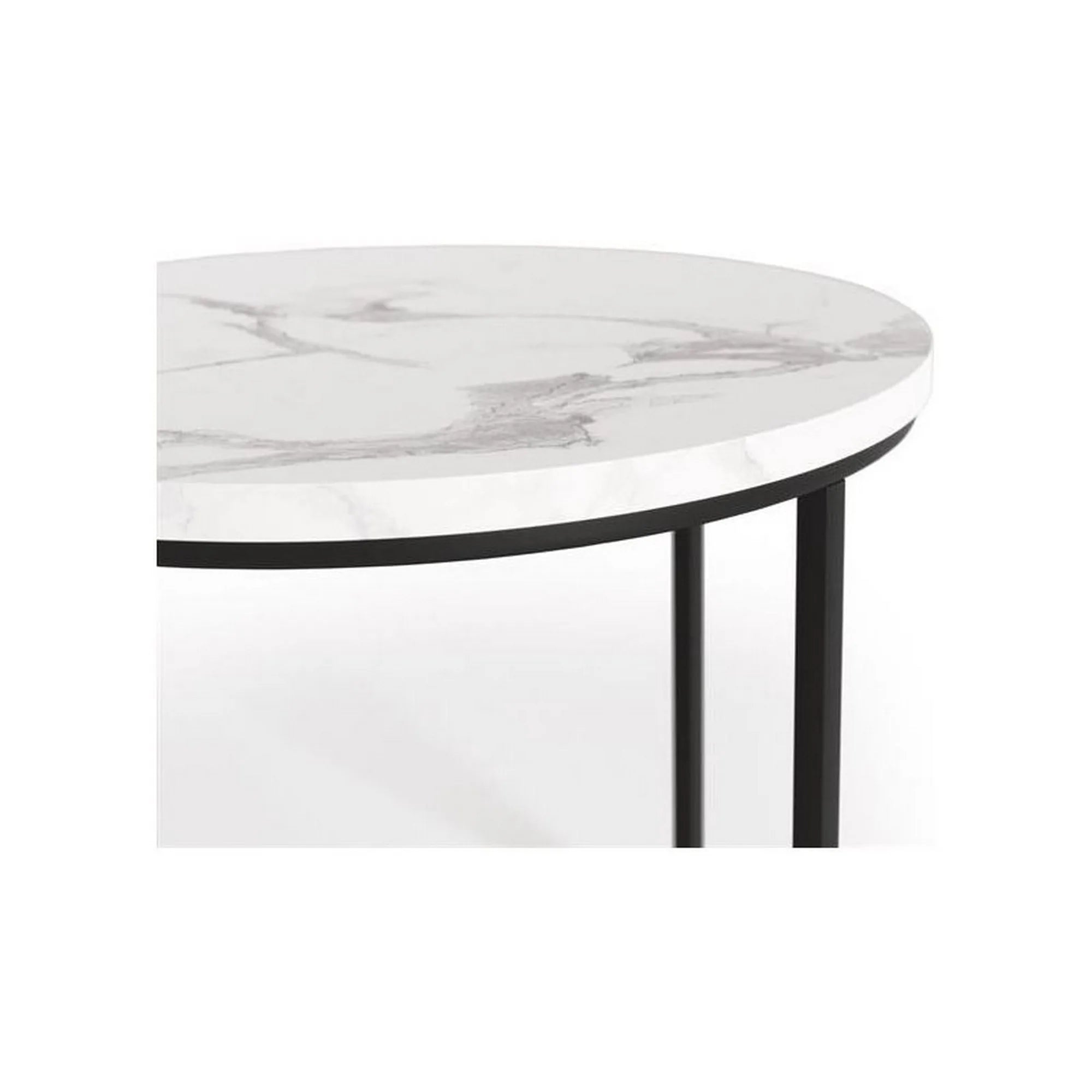 Set 2 masute cafea OREO, alb cu efect de marmura/negru