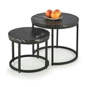 Set 2 masute cafea OREO, negru cu efect de marmura