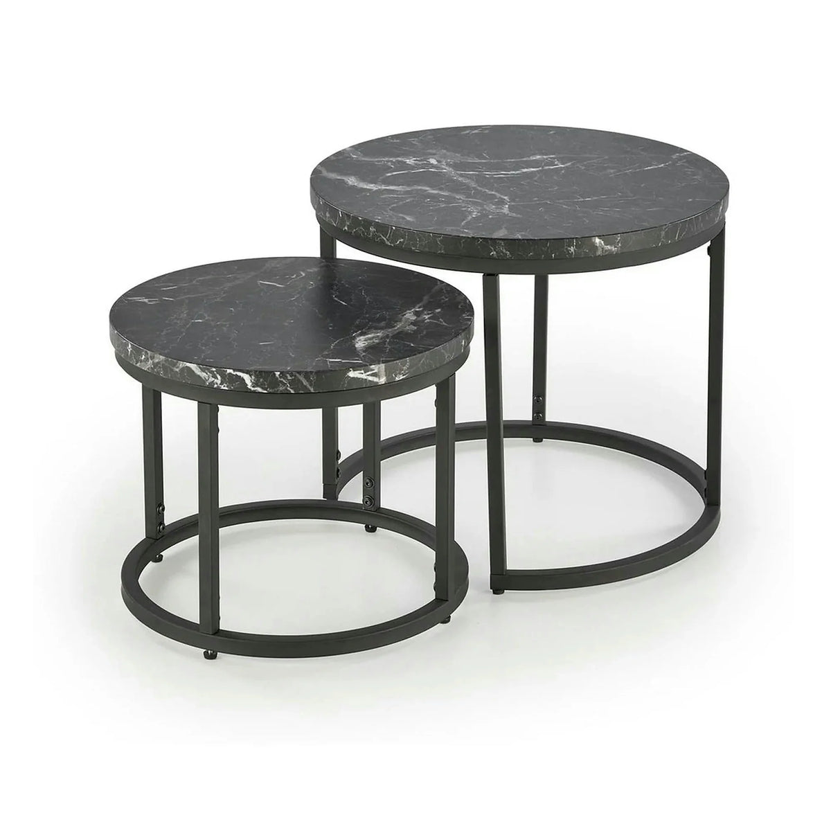 Set 2 masute cafea OREO, negru cu efect de marmura