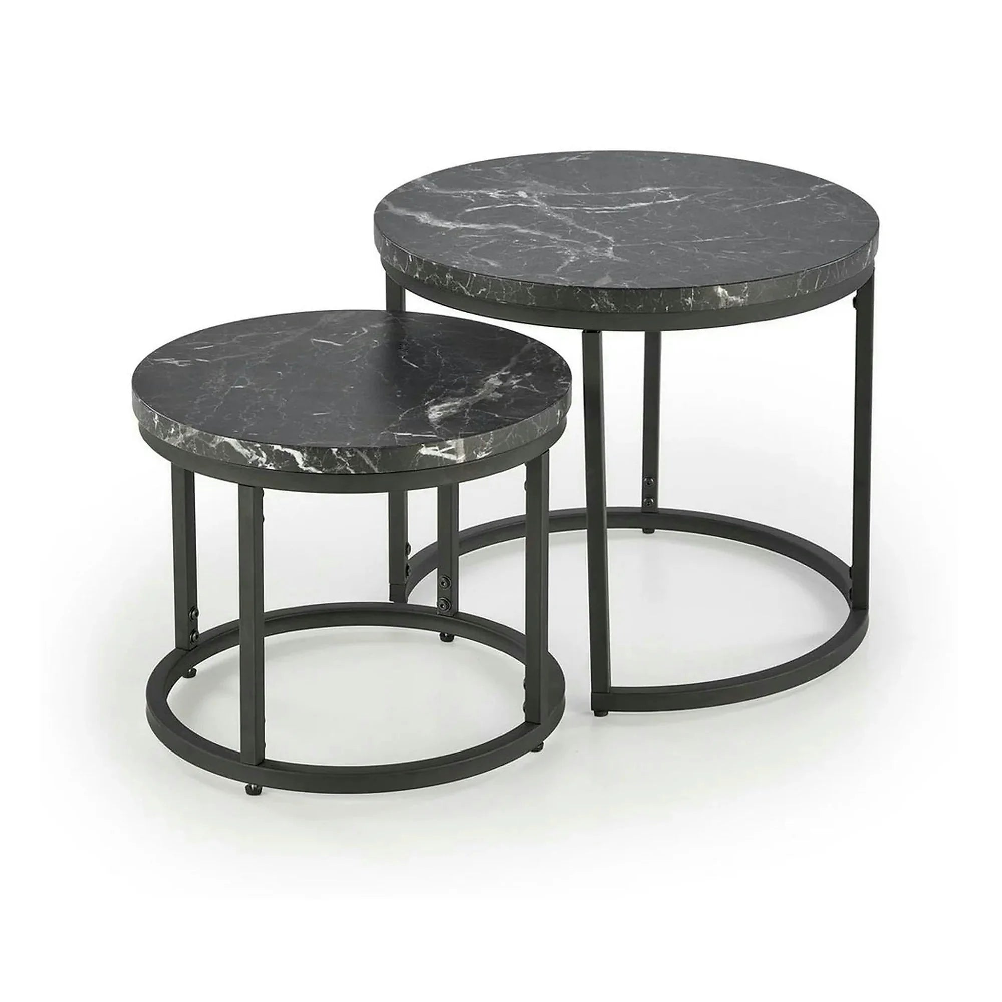 Set 2 masute cafea OREO, negru cu efect de marmura