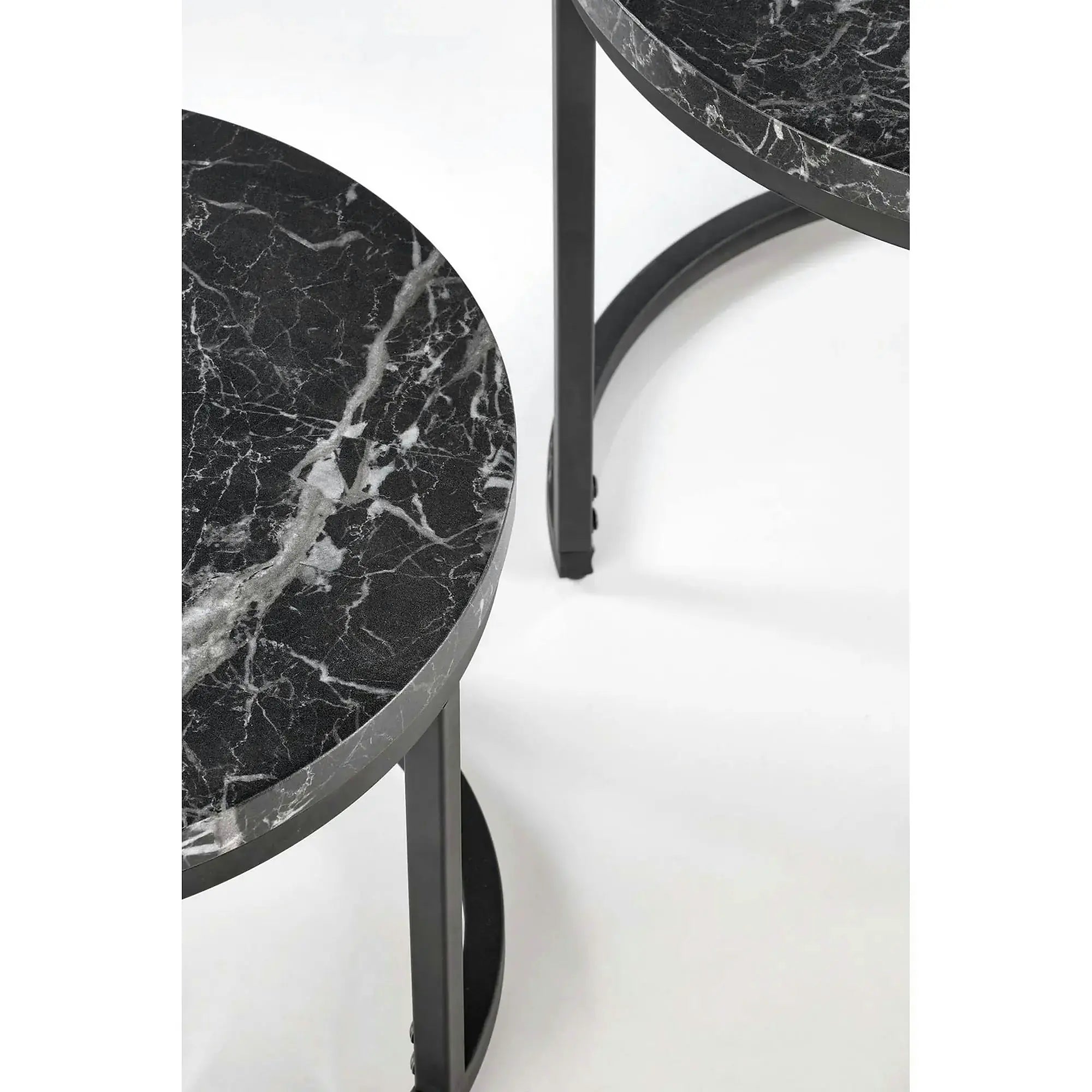 Set 2 masute cafea OREO, negru cu efect de marmura