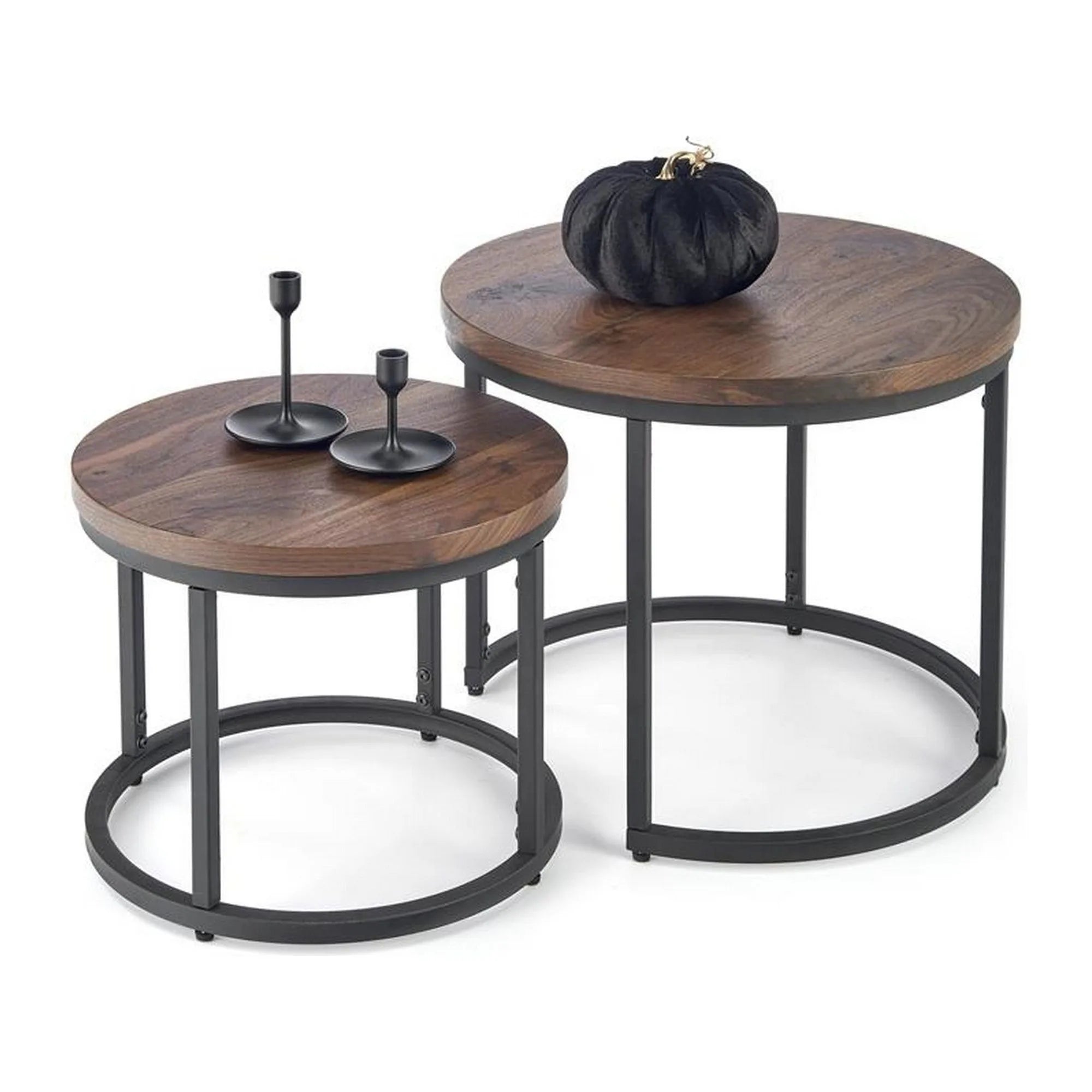 Set 2 masute cafea OREO, nuc/negru