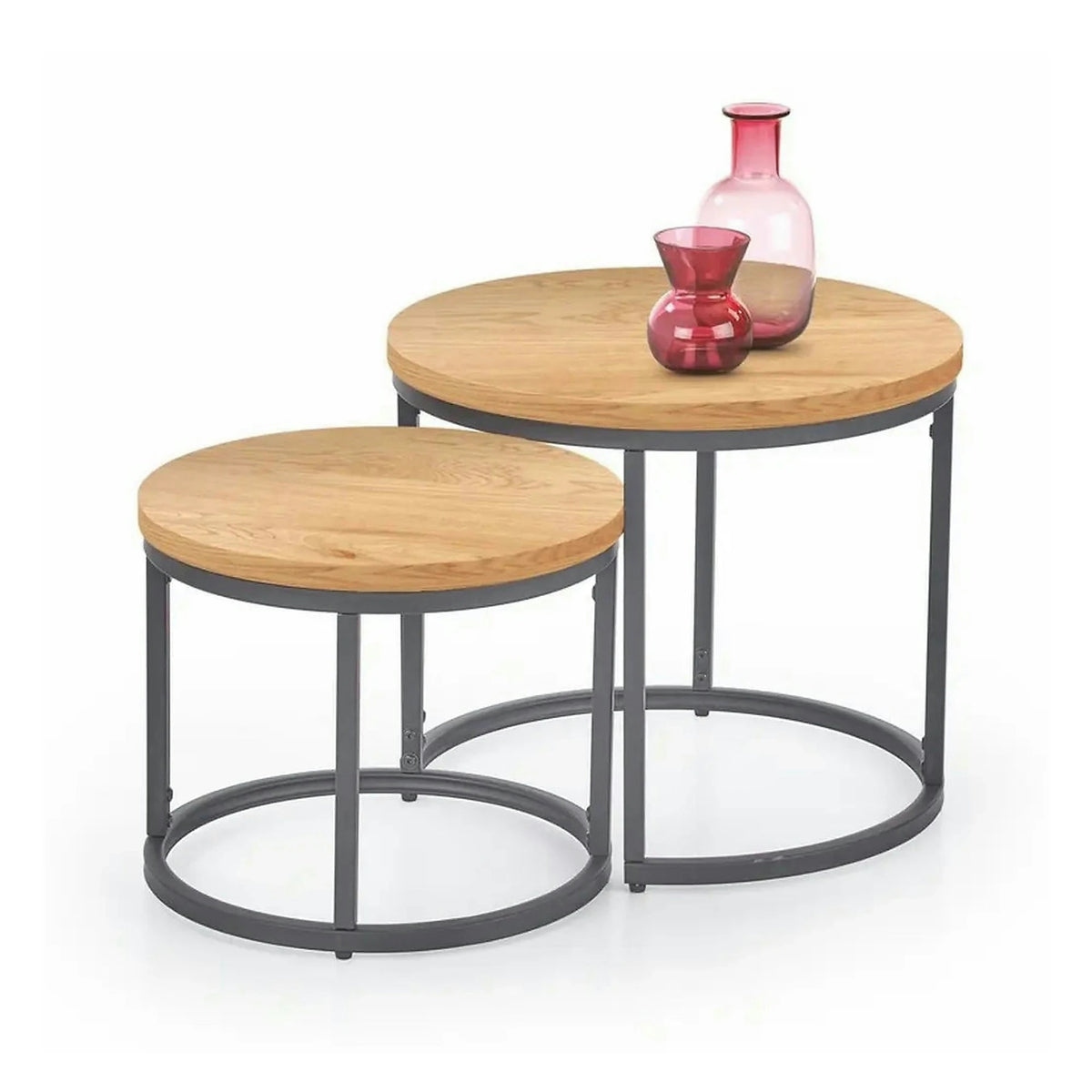 Set 2 masute cafea OREO, stejar auriu/negru