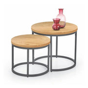 Set 2 masute cafea OREO, stejar auriu/negru