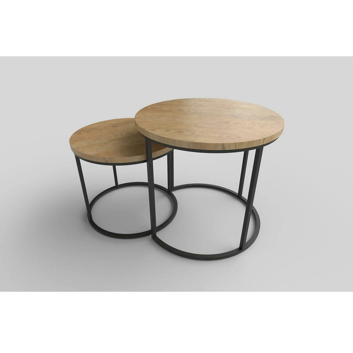 Set 2 masute cafea OREO, stejar auriu/negru