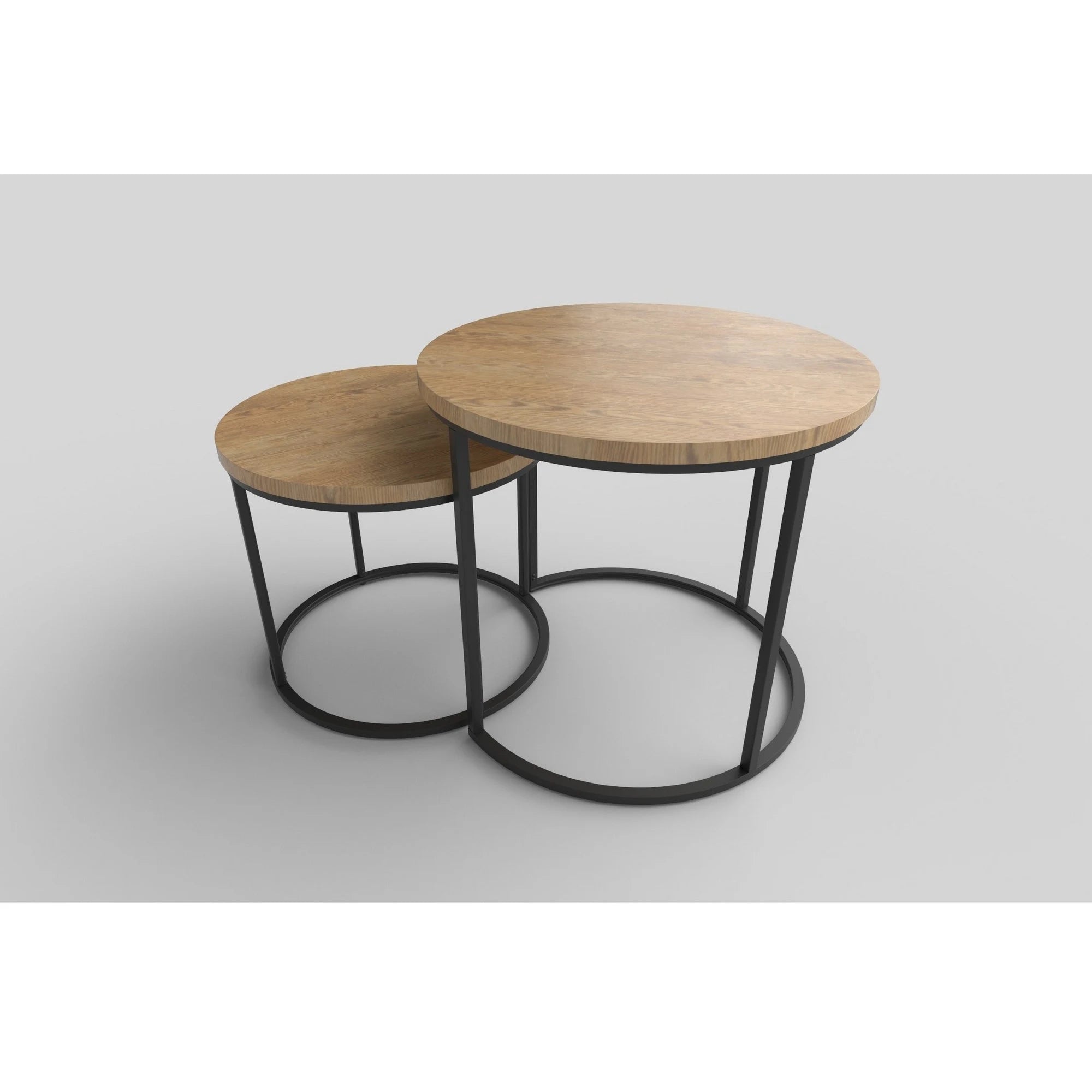 Set 2 masute cafea OREO, stejar auriu/negru