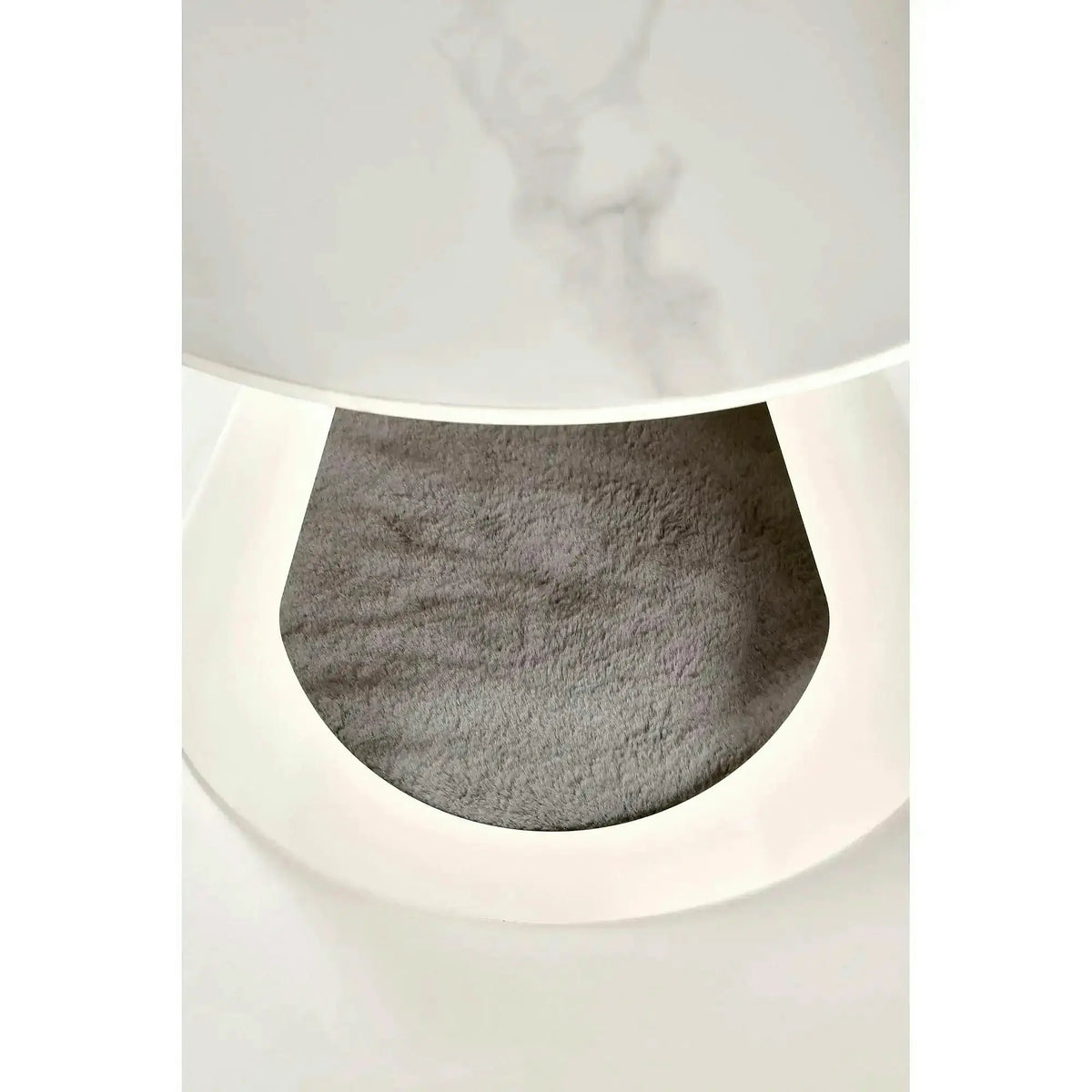 Set 2 masute cafea OSARIO, alb cu efect de marmura, ceramica/metal