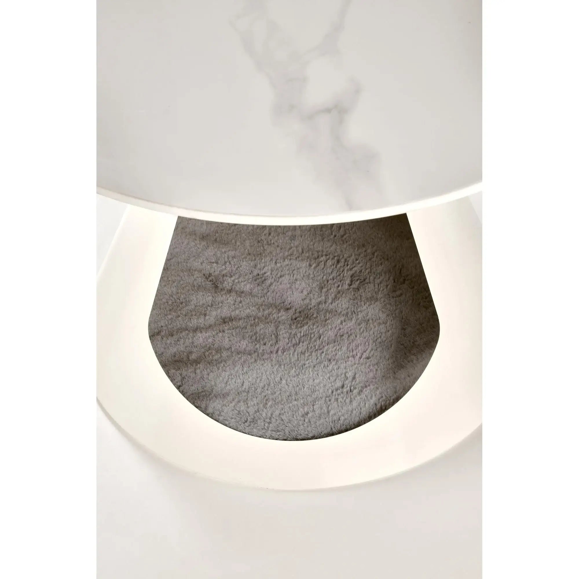 Set 2 masute cafea OSARIO, alb cu efect de marmura, ceramica/metal