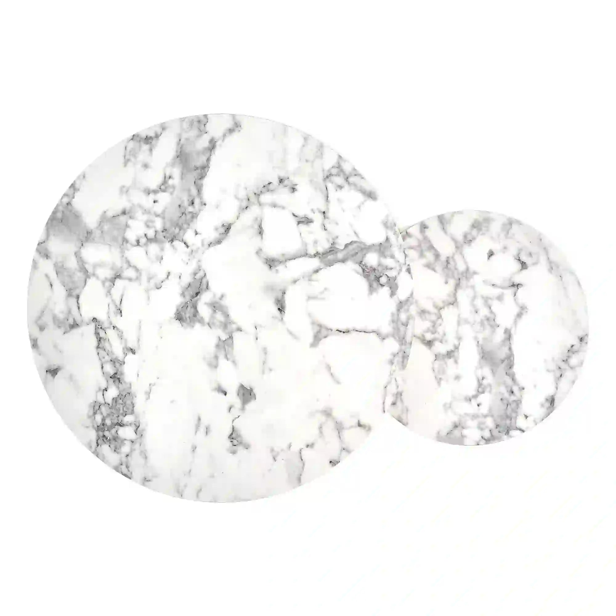 Set 2 masute cafea PAOLA, alb cu efect de marmura/auriu