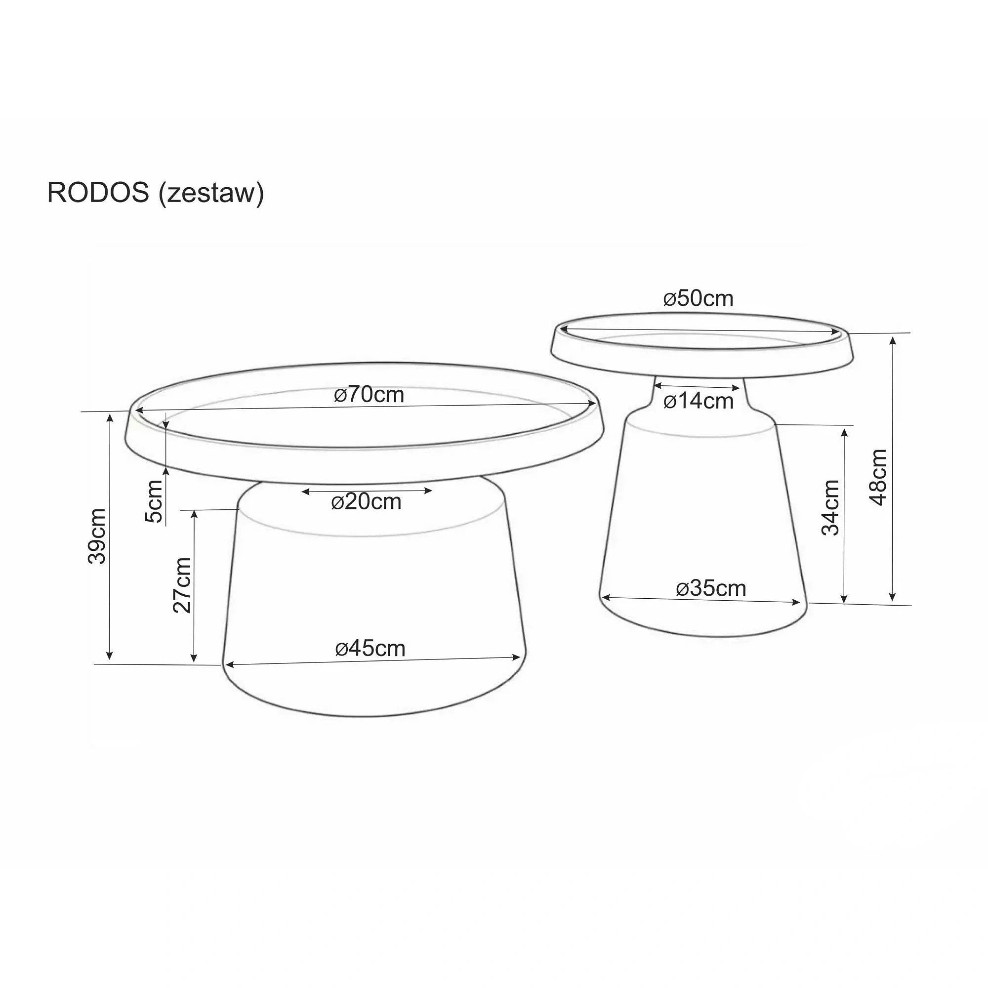 Set 2 măsuțe cafea RODOS, bej mat, metal