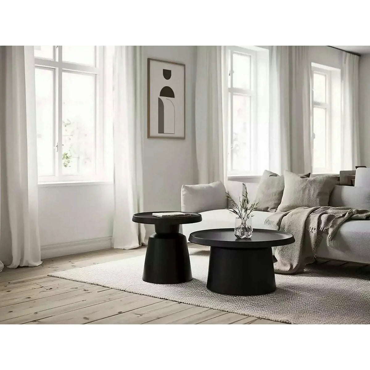 Set 2 masute cafea RODOS, negru mat, metal