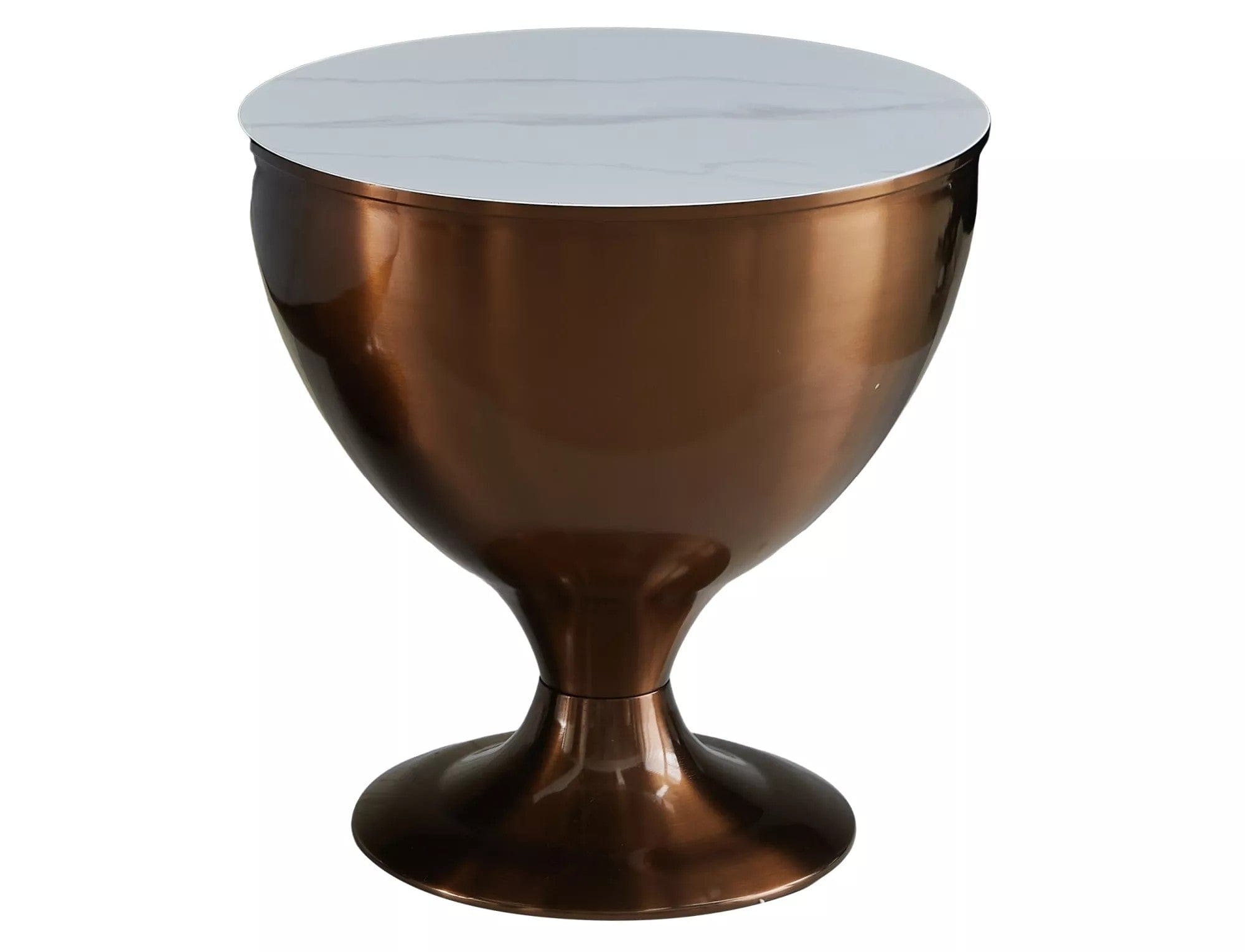 Set 2 masute cafea SALSA, alb cu efect de marmura/cupru, ceramica/metal