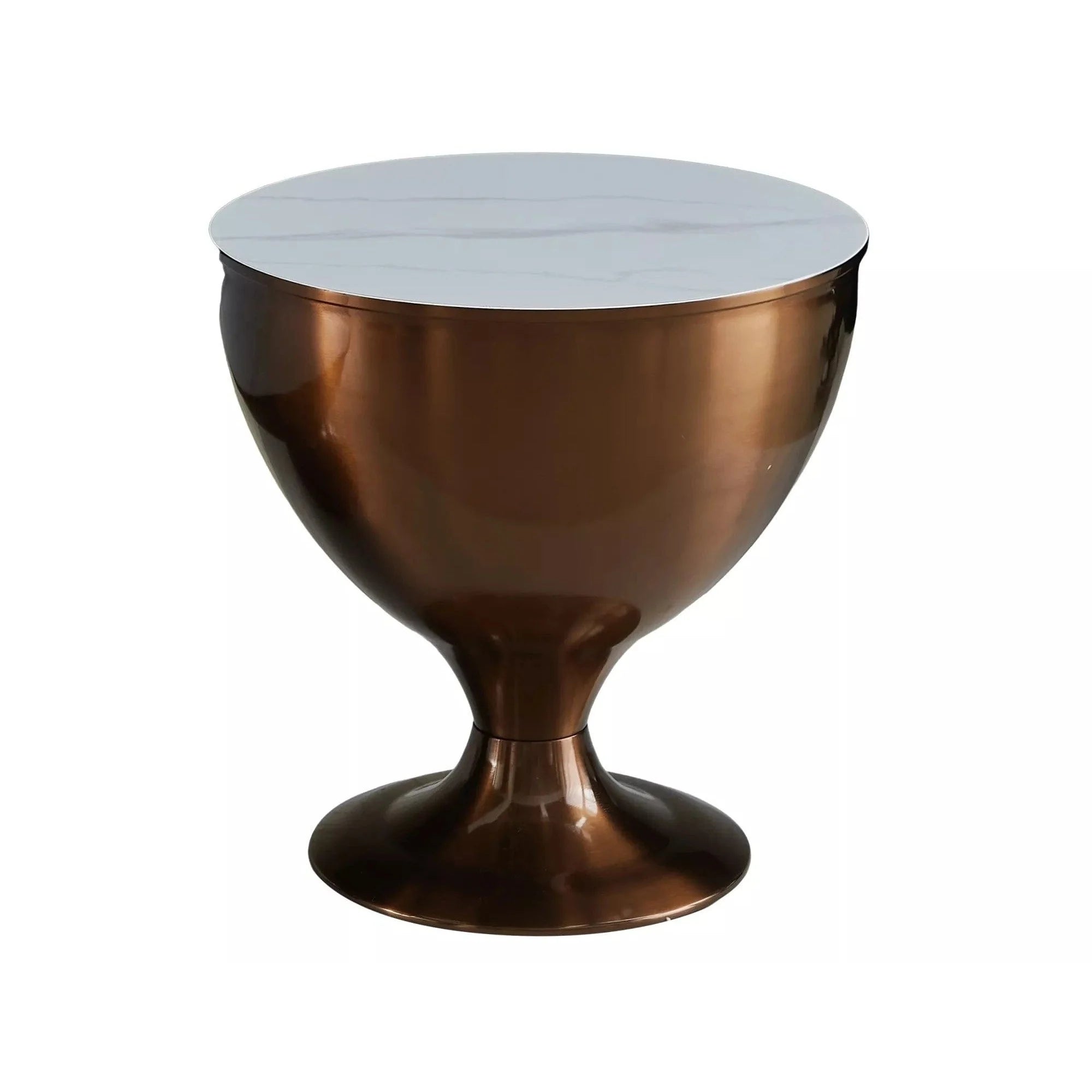 Set 2 masute cafea SALSA, alb cu efect de marmura/cupru, ceramica/metal