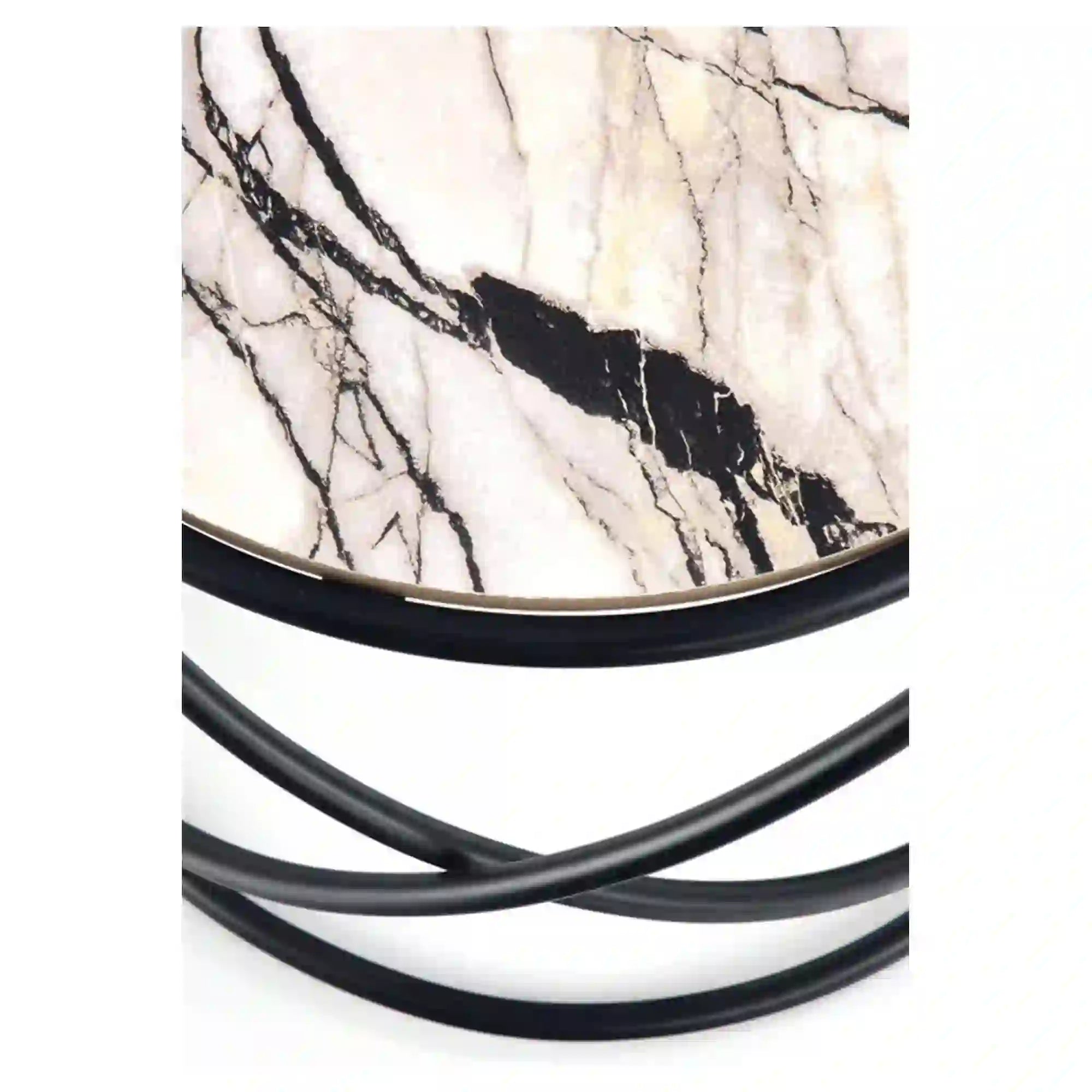 Set 2 masute cafea SUSANNA, bej cu efect de marmura/negru